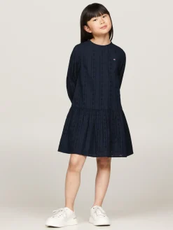 Kinder Tommy Hilfiger Hilfiger Monotype Kleid mit Lochstickerei