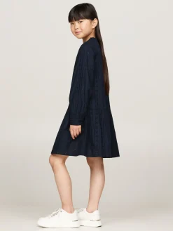 Kinder Tommy Hilfiger Hilfiger Monotype Kleid mit Lochstickerei