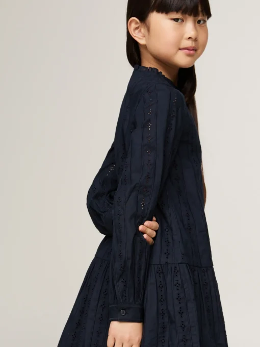Kinder Tommy Hilfiger Hilfiger Monotype Kleid mit Lochstickerei