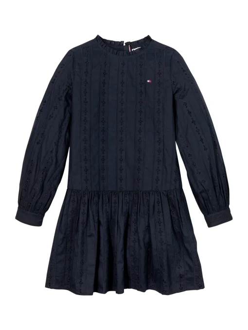 Kinder Tommy Hilfiger Hilfiger Monotype Kleid mit Lochstickerei