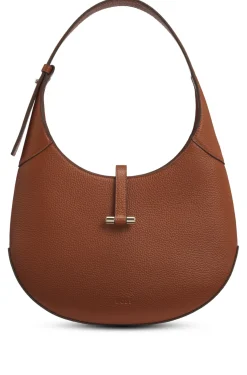 Damen Boss Hobo Bag aus genarbtem Leder mit goldfarbenen Metalldetails