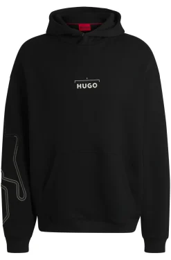 Herren Hugo Red Hoodie aus Baumwoll-Mix mit Racing-Print