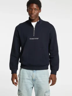 Herren GUESS JEANS Hoodie Logo Halbreißverschluss