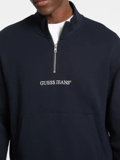 Herren GUESS JEANS Hoodie Logo Halbreißverschluss