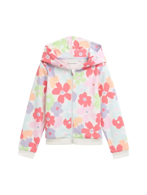 Kinder Tom Tailor Denim Hoodie Sweatjacke mit Blumenmuster