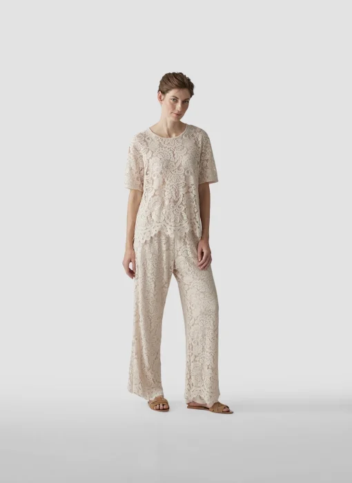 Damen Lecomte Hose mit floraler Spitze
