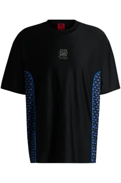 Herren Hugo Red HUGO x RB T-Shirt aus strukturiertem Jersey mit Paspeldetails