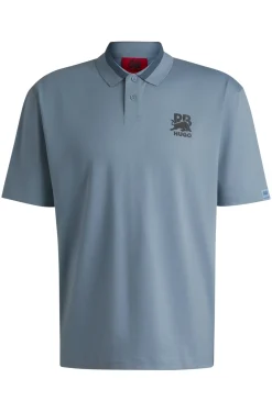 Herren Hugo Red HUGO x RB Poloshirt aus Stretch-Baumwolle mit Carbon-Stealth-Logo