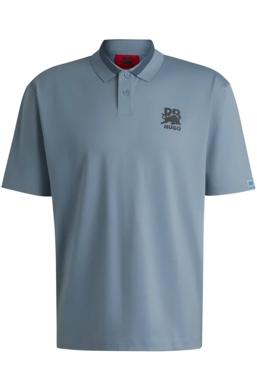Herren Hugo Red HUGO x RB Poloshirt aus Stretch-Baumwolle mit Carbon-Stealth-Logo