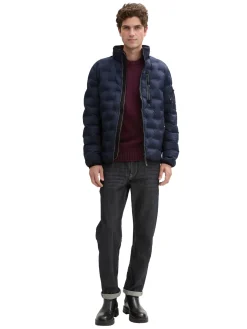 Herren Tom Tailor Hybrid Lightweight Steppjacke mit Kapuze im Stehkragen