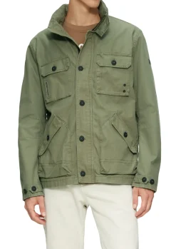 Herren s.Oliver Jacke im Utility-Stil mit Kapuze im Kragen