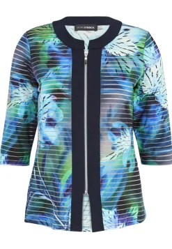 Damen Doris Streich Jacke mit Reißverschluss und dekorativem Motivprint