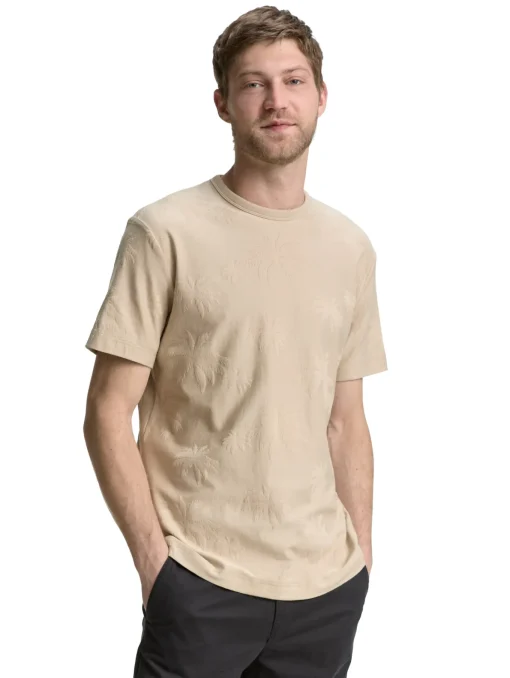 Herren Tom Tailor Jacquard T-Shirt mit Palmen-Motiv