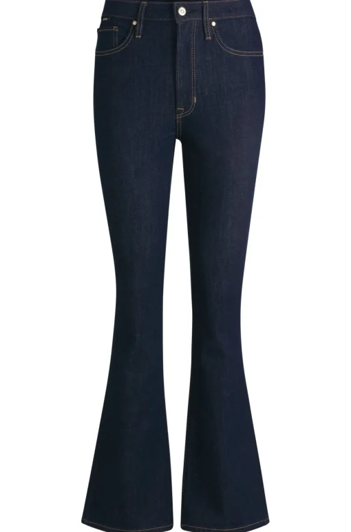 Damen Boss Jeans aus blauem Stretch-Denim mit Logo-Details