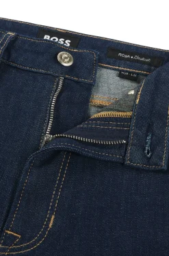 Damen Boss Jeans aus blauem Stretch-Denim mit Logo-Details