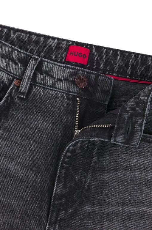 Damen Hugo Red Jeans aus festem schwarzen Denim
