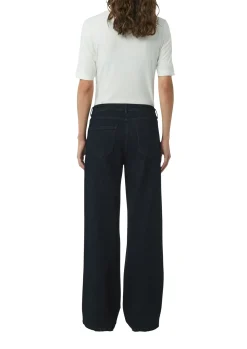 Damen Comma Jeans-Hose mit Waschung und Wide Leg im Loose Fit