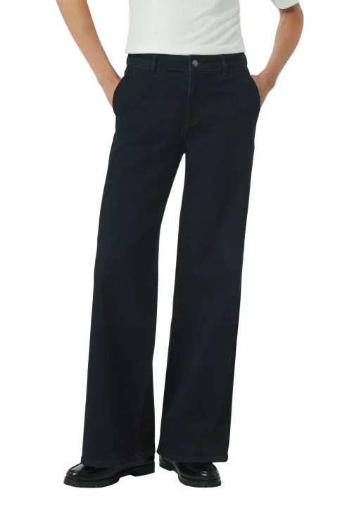Damen Comma Jeans-Hose mit Waschung und Wide Leg im Loose Fit