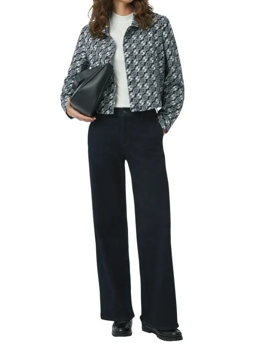 Damen Comma Jeans-Hose mit Waschung und Wide Leg im Loose Fit