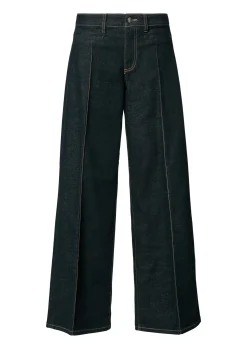 Damen Comma Jeans-Hose mit Wide Leg und Ziernähten