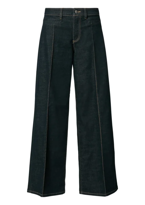 Damen Comma Jeans-Hose mit Wide Leg und Ziernähten