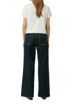 Damen Comma Jeans-Hose mit Wide Leg und Ziernähten