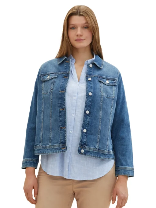 Damen TOM TAILOR Plus Jeansjacke mit Bio-Baumwolle