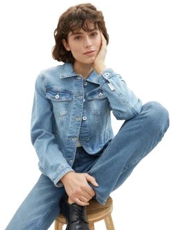 Damen Tom Tailor Jeansjacke mit recycelter Baumwolle