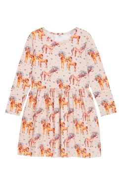 Kinder DANAMADE Jerseykleid mit Einhorn Alloverdruck