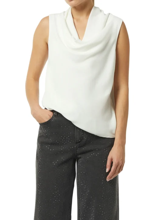 Damen Comma Jersey-Top mit Wasserfall-Ausschnitt