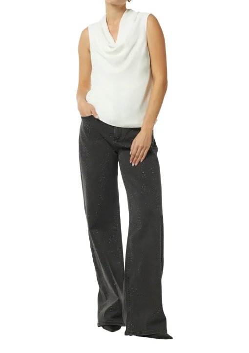 Damen Comma Jersey-Top mit Wasserfall-Ausschnitt