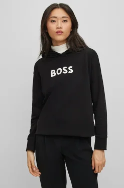 Damen Boss KAPUZEN-SWEATSHIRT Edelight AUS BAUMWOLLE-TERRY MIT KONTRASTIERENDEM LOGO