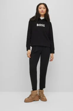 Damen Boss KAPUZEN-SWEATSHIRT Edelight AUS BAUMWOLLE-TERRY MIT KONTRASTIERENDEM LOGO