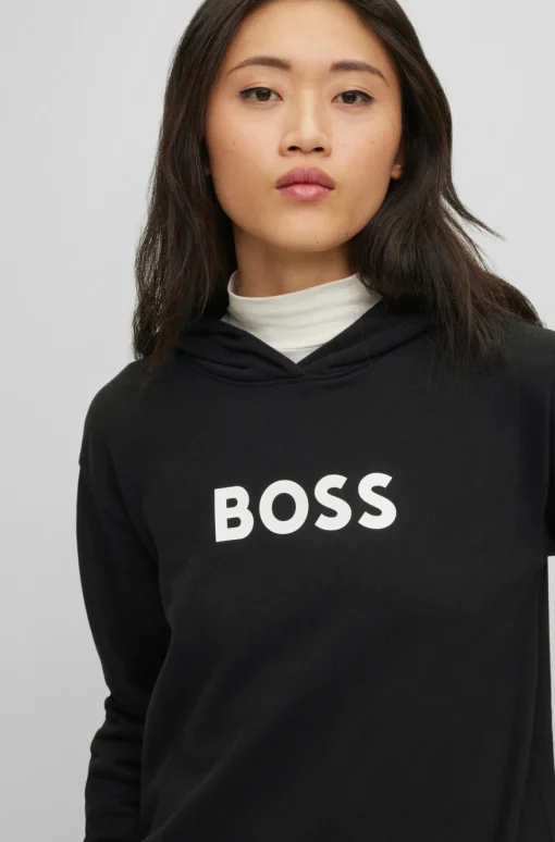 Damen Boss KAPUZEN-SWEATSHIRT Edelight AUS BAUMWOLLE-TERRY MIT KONTRASTIERENDEM LOGO