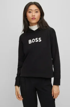 Damen Boss KAPUZEN-SWEATSHIRT Edelight AUS BAUMWOLLE-TERRY MIT KONTRASTIERENDEM LOGO