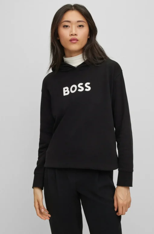 Damen Boss KAPUZEN-SWEATSHIRT Edelight AUS BAUMWOLLE-TERRY MIT KONTRASTIERENDEM LOGO