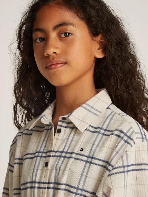Kinder Tommy Hilfiger Kariertes Cord-Hemdkleid