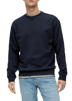 Herren QS Klassisches Sweatshirt mit Logo-Stickerei