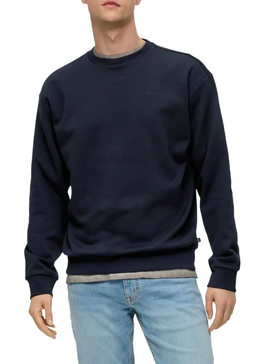 Herren QS Klassisches Sweatshirt mit Logo-Stickerei