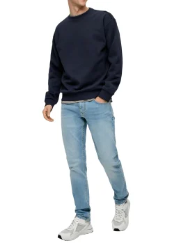Herren QS Klassisches Sweatshirt mit Logo-Stickerei