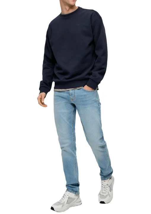 Herren QS Klassisches Sweatshirt mit Logo-Stickerei