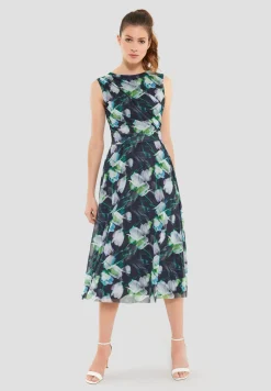Damen Swing Day Kleid aus bedrucktem Mesh