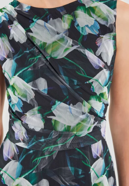 Damen Swing Day Kleid aus bedrucktem Mesh