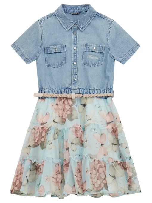 Kinder GUESS Kleid aus Materialmix