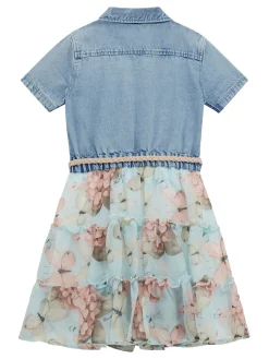 Kinder GUESS Kleid aus Materialmix