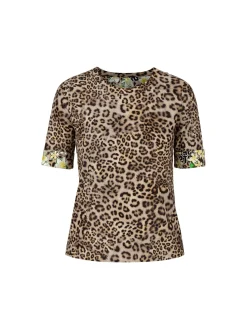 Damen Marc Cain Körpernahes T-Shirt mit Leo-Print