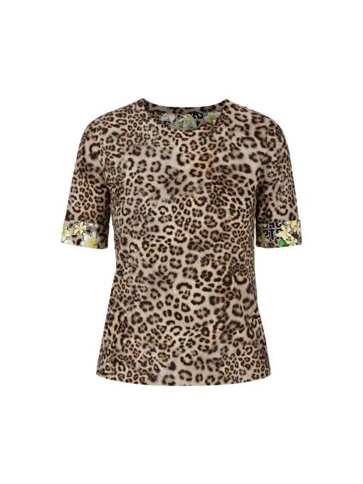 Damen Marc Cain Körpernahes T-Shirt mit Leo-Print