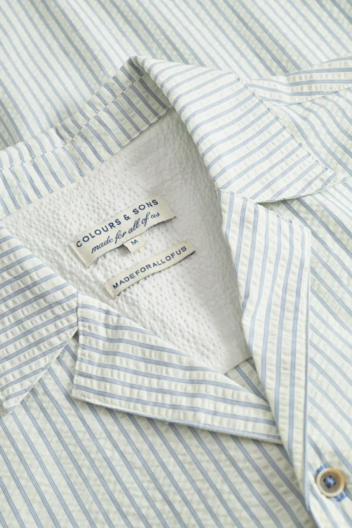 Herren Colours & Sons Kurzarmhemd in Seersucker-Optik