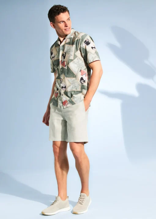 Herren Colours & Sons Kurzarmhemd mit Geisha-Print