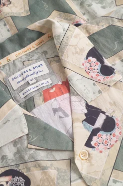 Herren Colours & Sons Kurzarmhemd mit Geisha-Print